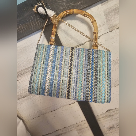 Haute hippie NEW purse wood and woven bamboo handle snap closure seen on tiktok - Picture 7 of 10